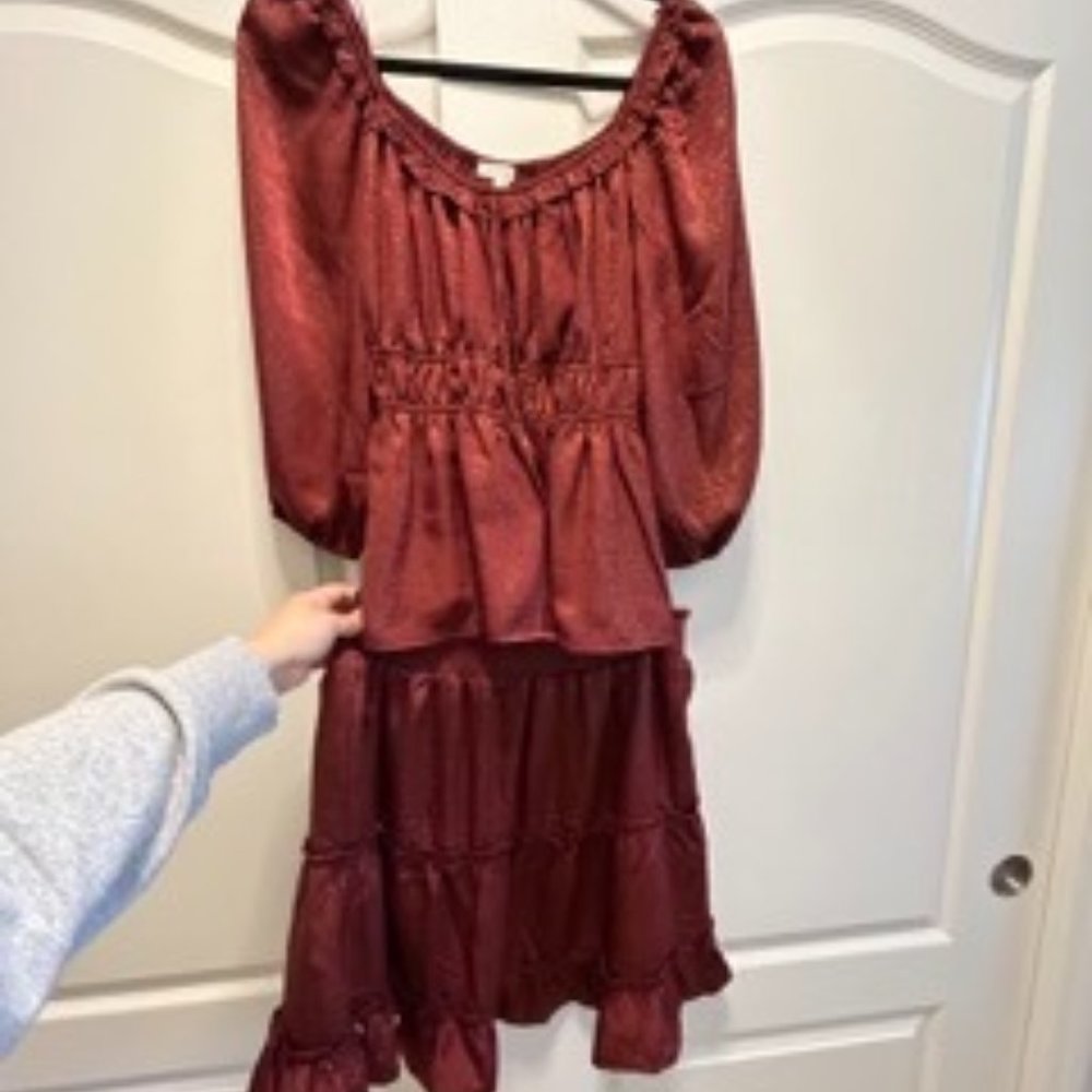 Shirt and Skirt Set Burgundy Shimmer Medium